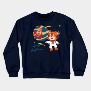 Space tiger or astronaut in a space suit with cartoon style. Crewneck Sweatshirt